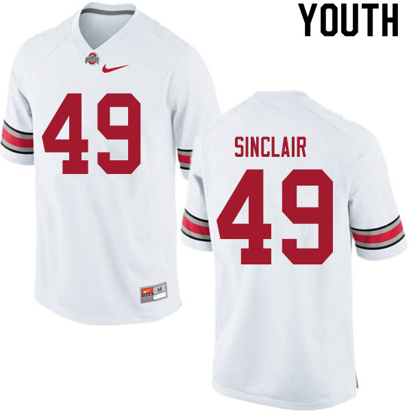 Ohio State Buckeyes Darryl Sinclair Youth #49 White Authentic Stitched College Football Jersey